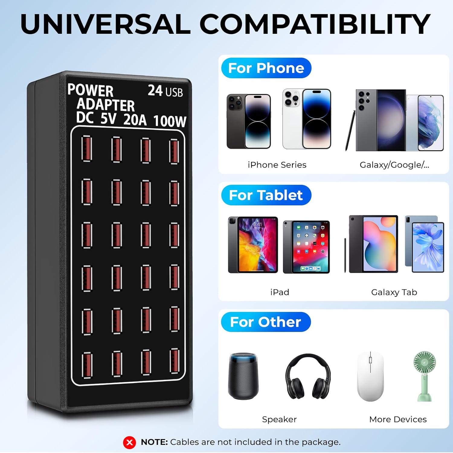 ORANGLES USB Charger Fast Charging 24‑Port Multi‑Device Power Hub - full product showcase - displaying specifications - Image 5 of 6 | adapts to any space | USB Charger Fast Charging 24‑Port Multi‑Device Power Hub deal New Jersey | Free Shipping ORANGLES