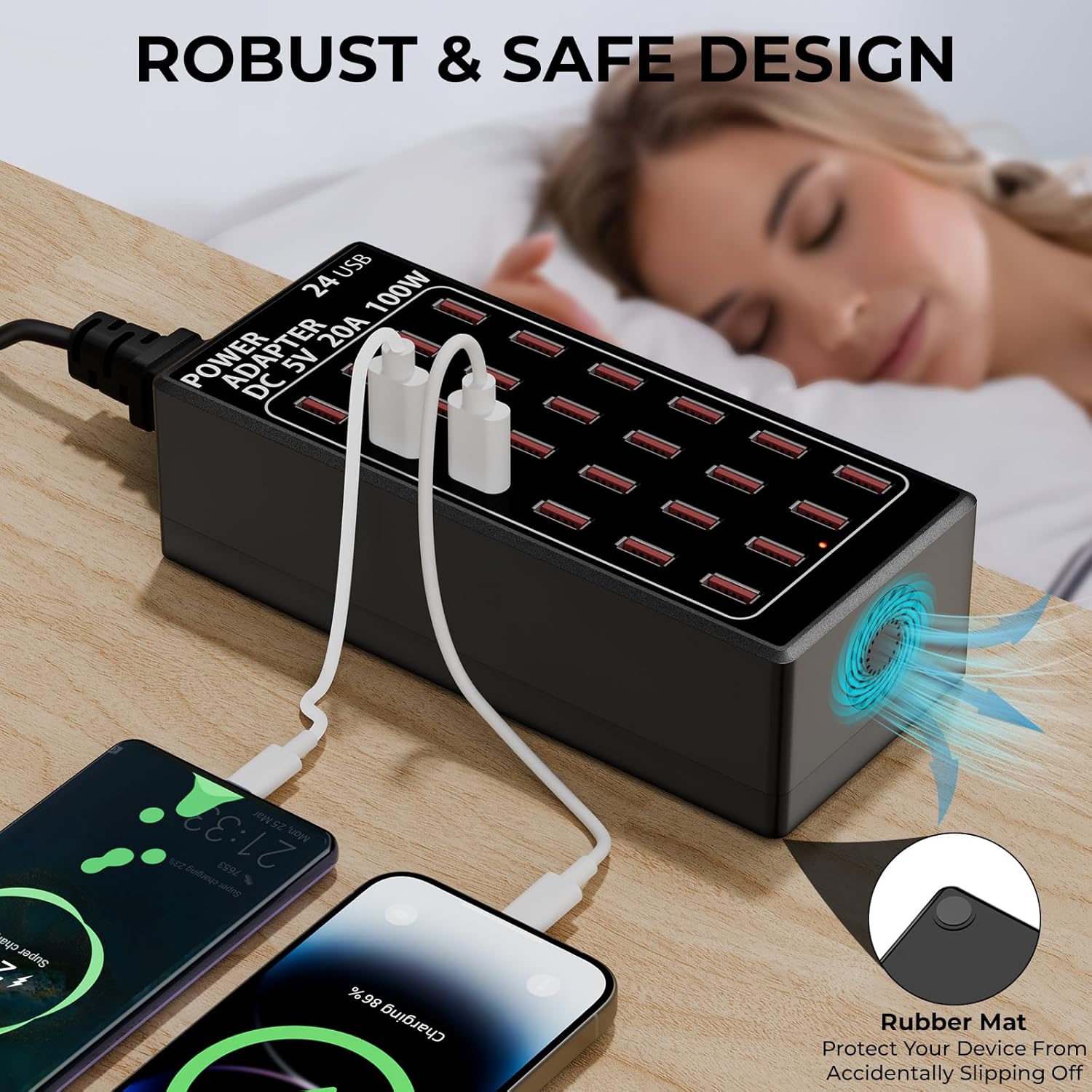ORANGLES USB Charger Fast Charging 24‑Port Multi‑Device Power Hub - elegant presentation - exhibiting components - Image 6 of 6 | ideal for home | Discount on USB Charger Fast Charging 24‑Port Multi‑Device Power Hub Virginia | Free Shipping ORANGLES