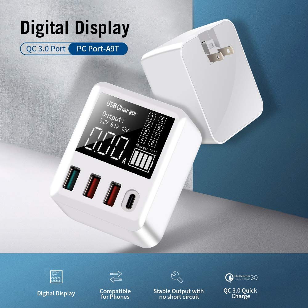 ORANGLES Travel Charger 4‑Port Multi‑Device Fast Charging Head for Portable Convenience - detailed closeup view - illustrating benefits - Image 3 of 6 | created for all | Shop Travel Charger 4‑Port Multi‑Device Fast Charging Head for Portable Convenience North Carolina | Free Shipping ORANGLES