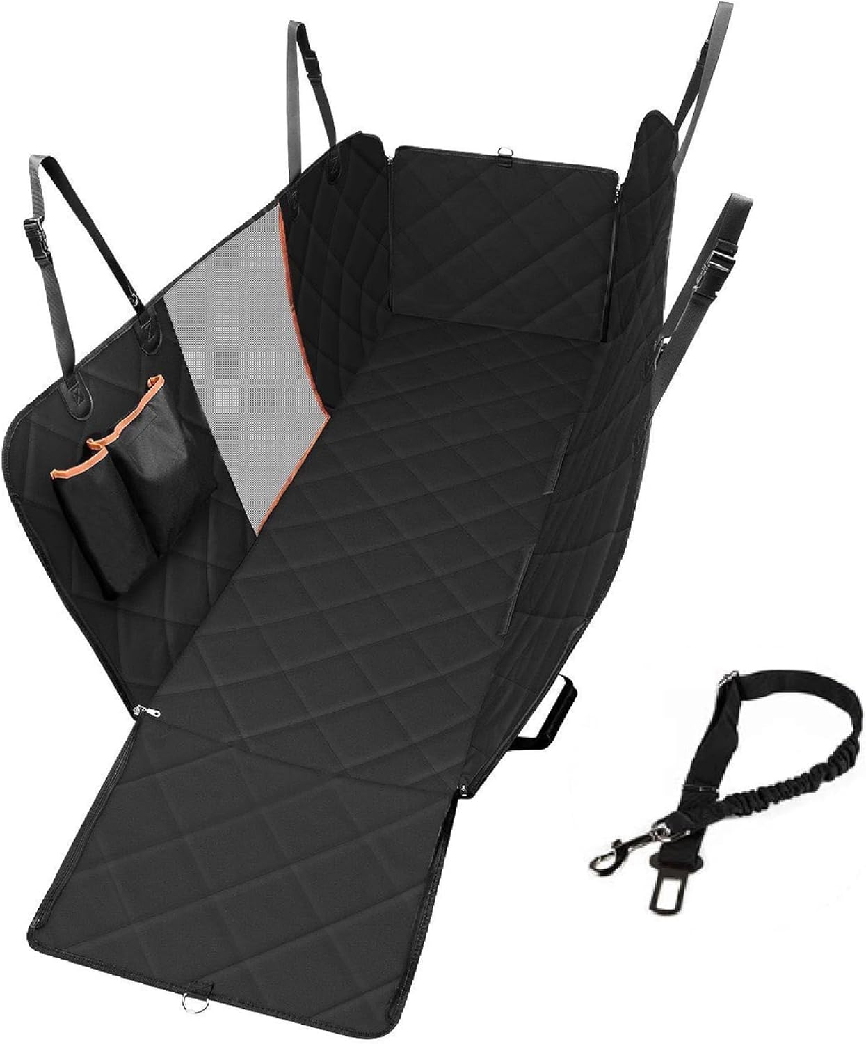 Dog Car Seat Cover Hammock with Mesh View & Safety Protector