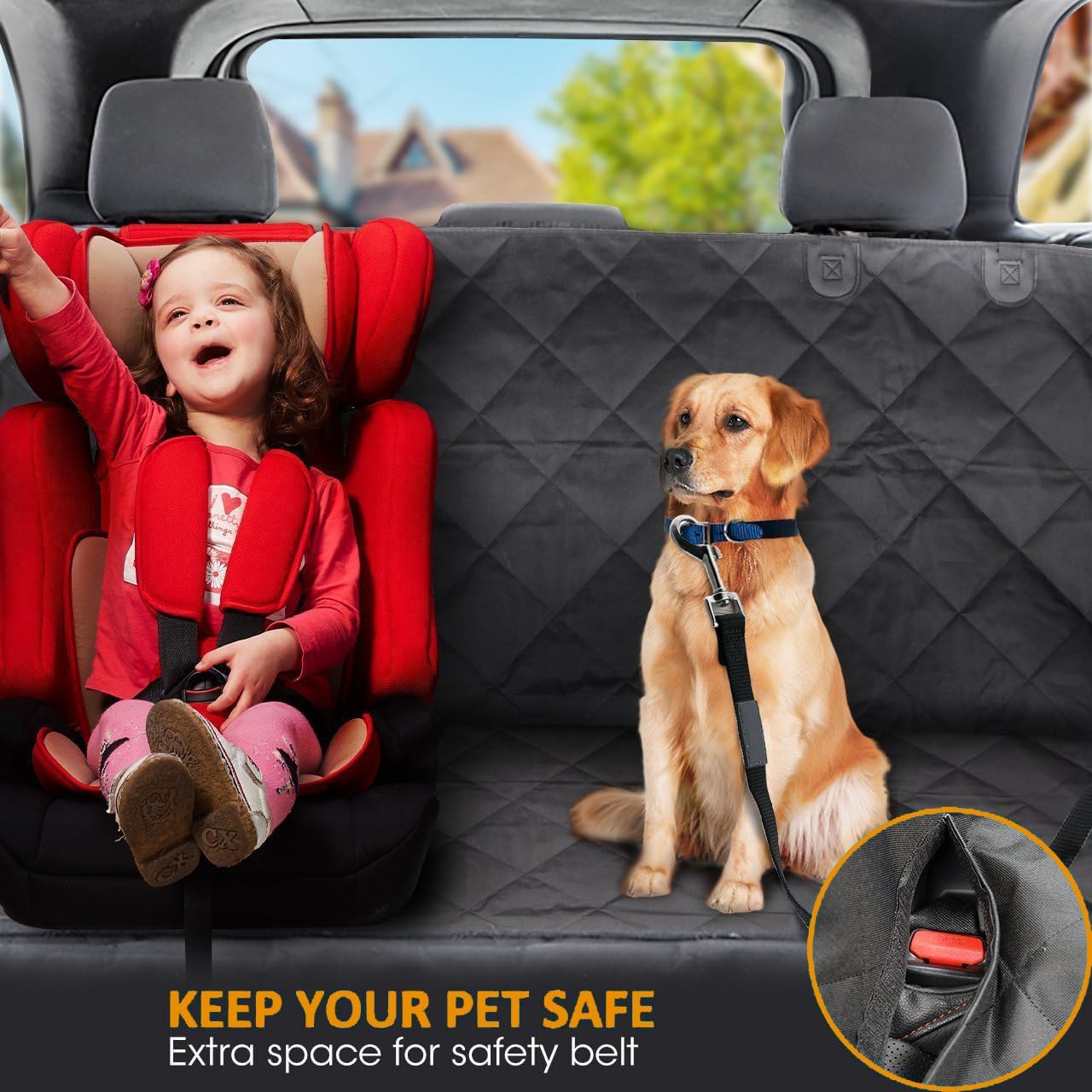 ORANGLES Dog Car Seat Cover Hammock with Mesh View & Safety Protector - high resolution display - exposing craftsmanship - Image 2 of 4 | built for everyone | Dog Car Seat Cover Hammock with Mesh View & Safety Protector for sale Georgia | Free Shipping ORANGLES