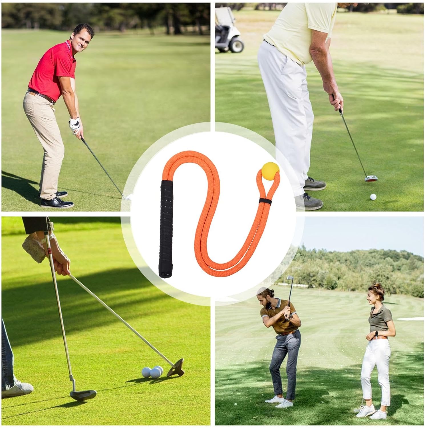 ORANGLES Golf Swing Fitness Rope – Posture Corrector & Training Aid - detailed closeup view - illustrating benefits - Image 3 of 6 | created for all | Shop Golf Swing Fitness Rope – Posture Corrector & Training Aid North Carolina | Free Shipping ORANGLES