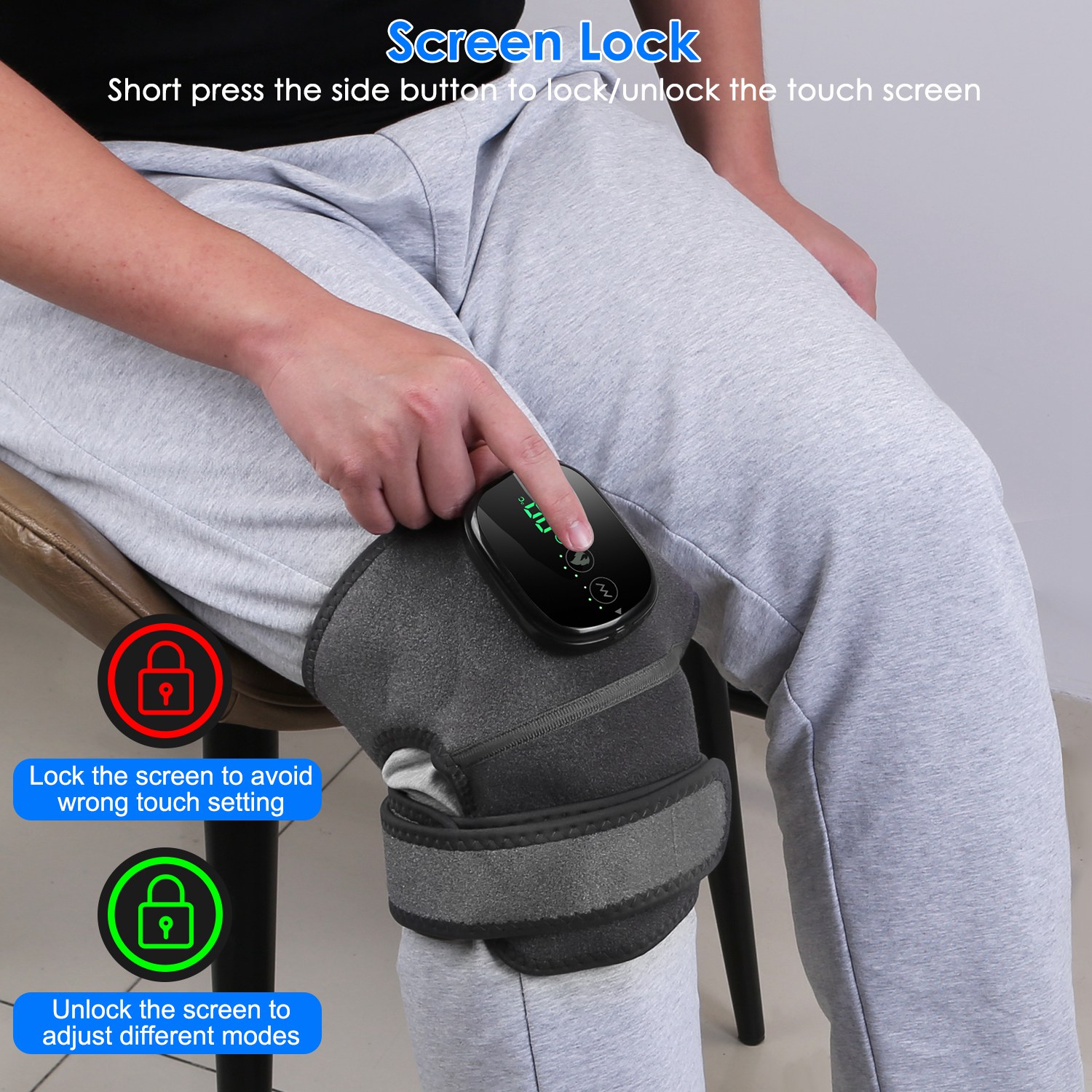 ORANGLES Knee Massager with Heat 3‑in‑1 Heated Brace for Knee, Shoulder, and Elbow with Vibration Therapy - detailed closeup view - illustrating benefits - Image 3 of 6 | created for all | Shop Knee Massager with Heat 3‑in‑1 Heated Brace for Knee, Shoulder, and Elbow with Vibration Therapy North Carolina | Free Shipping ORANGLES