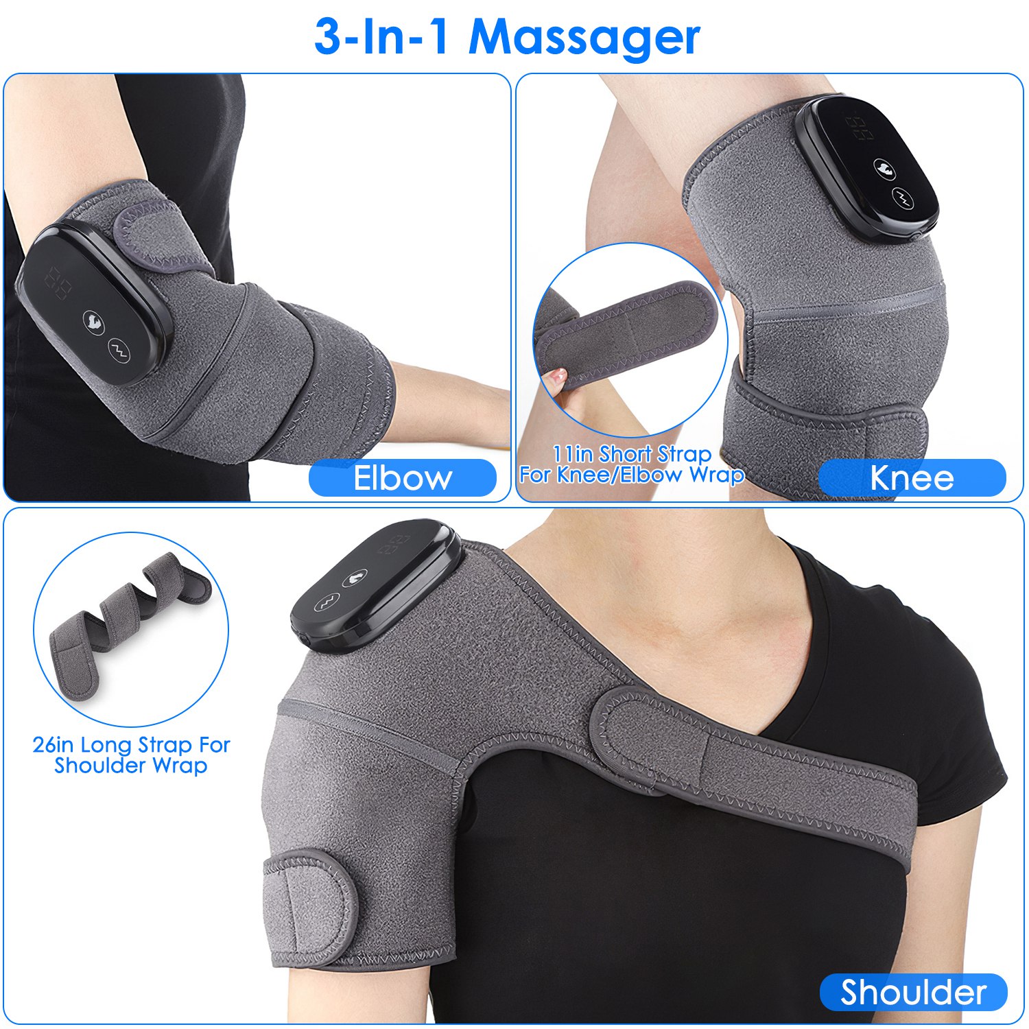 ORANGLES Knee Massager with Heat 3‑in‑1 Heated Brace for Knee, Shoulder, and Elbow with Vibration Therapy - full product showcase - displaying specifications - Image 5 of 6 | adapts to any space | Knee Massager with Heat 3‑in‑1 Heated Brace for Knee, Shoulder, and Elbow with Vibration Therapy deal New Jersey | Free Shipping ORANGLES