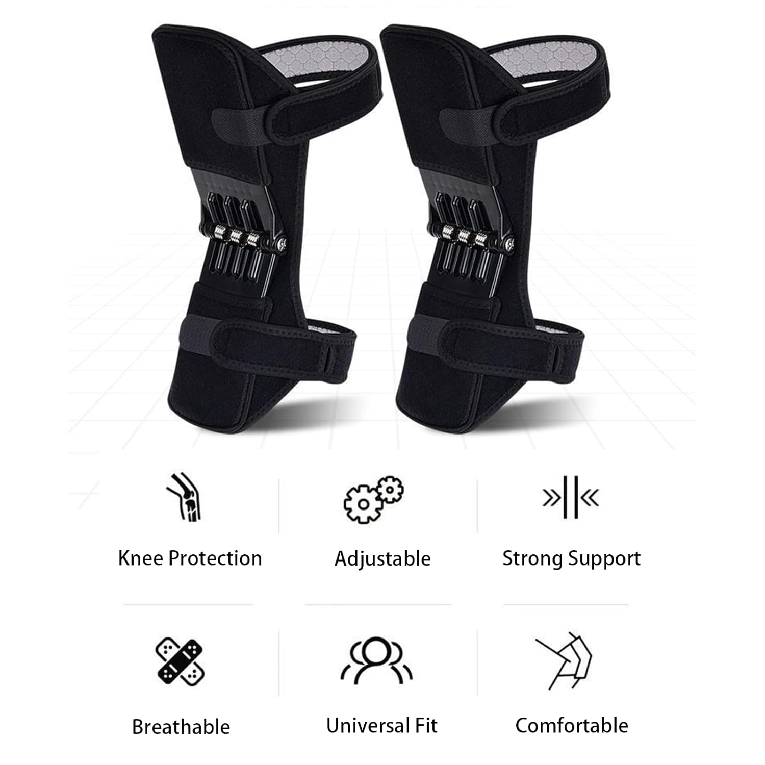 ORANGLES Knee Brace Joint Power Support with 4‑Spring Ergonomic Stabilizer Pads (2 Pack) - high resolution display - exposing craftsmanship - Image 2 of 6 | built for everyone | Knee Brace Joint Power Support with 4‑Spring Ergonomic Stabilizer Pads (2 Pack) for sale Georgia | Free Shipping ORANGLES