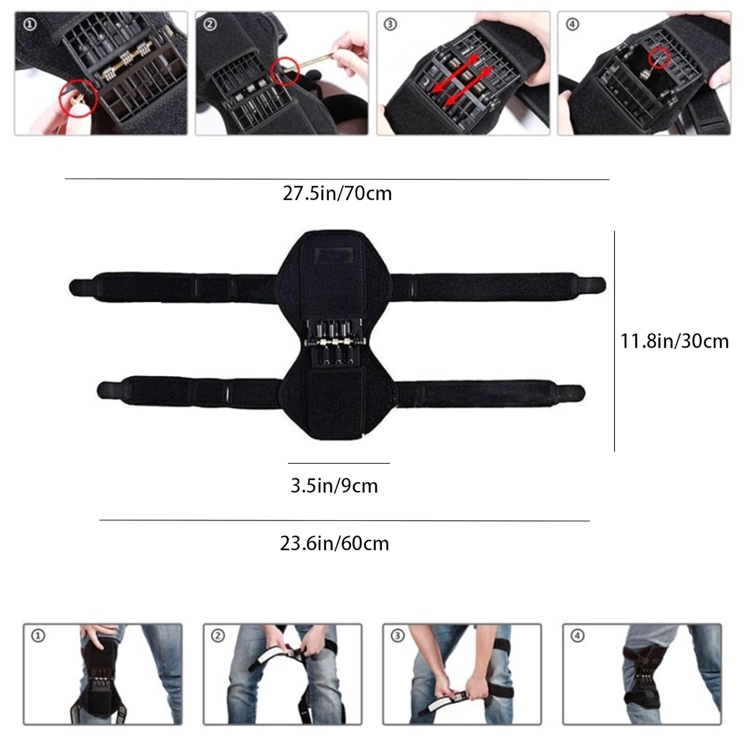 ORANGLES Knee Brace Joint Power Support with 4‑Spring Ergonomic Stabilizer Pads (2 Pack) - full product showcase - displaying specifications - Image 5 of 6 | adapts to any space | Knee Brace Joint Power Support with 4‑Spring Ergonomic Stabilizer Pads (2 Pack) deal New Jersey | Free Shipping ORANGLES