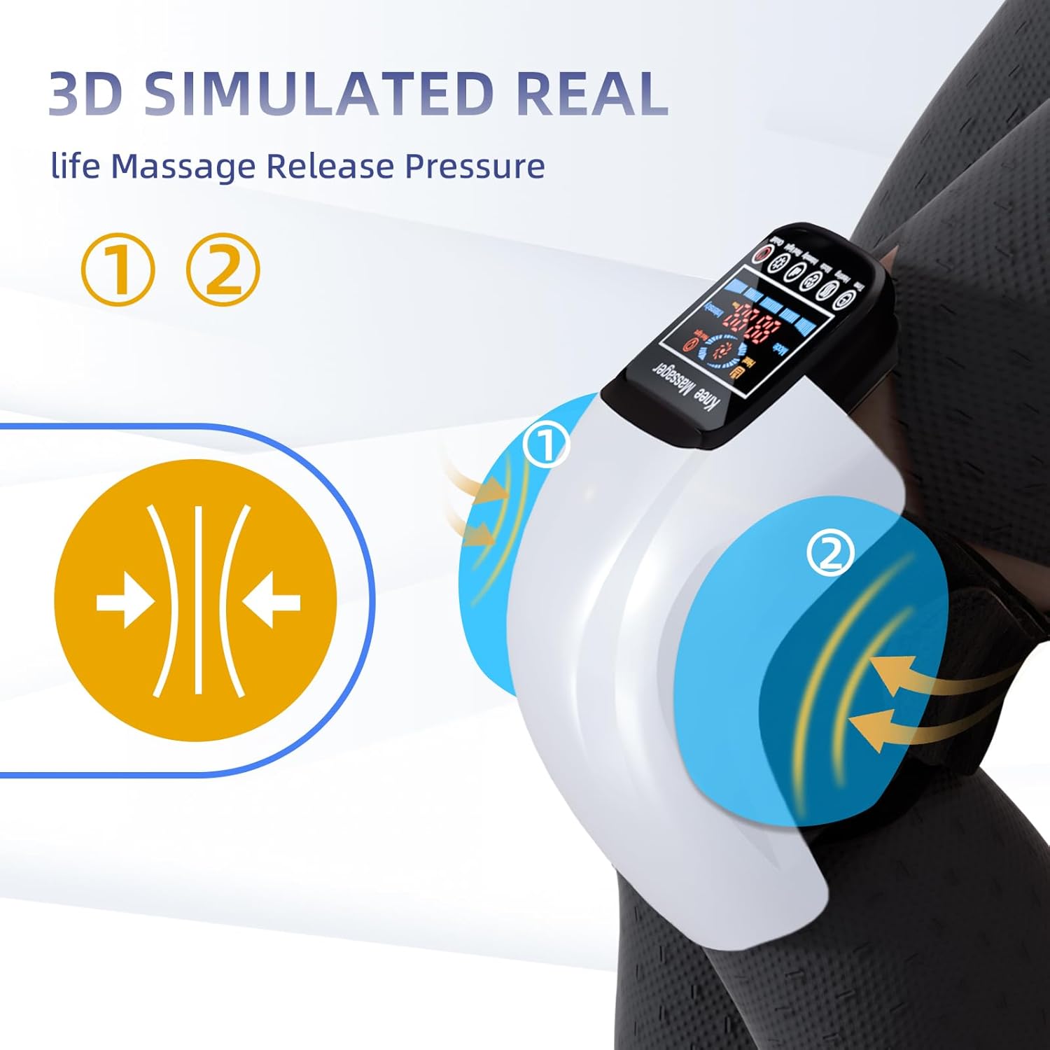 ORANGLES Knee Massager Electric Heated Knee Pads for Therapy, Pain Relief, and Joint Support - angled perspective - presenting advantages - Image 4 of 6 | fits any environment | Purchase Knee Massager Electric Heated Knee Pads for Therapy, Pain Relief, and Joint Support Michigan | Free Shipping ORANGLES