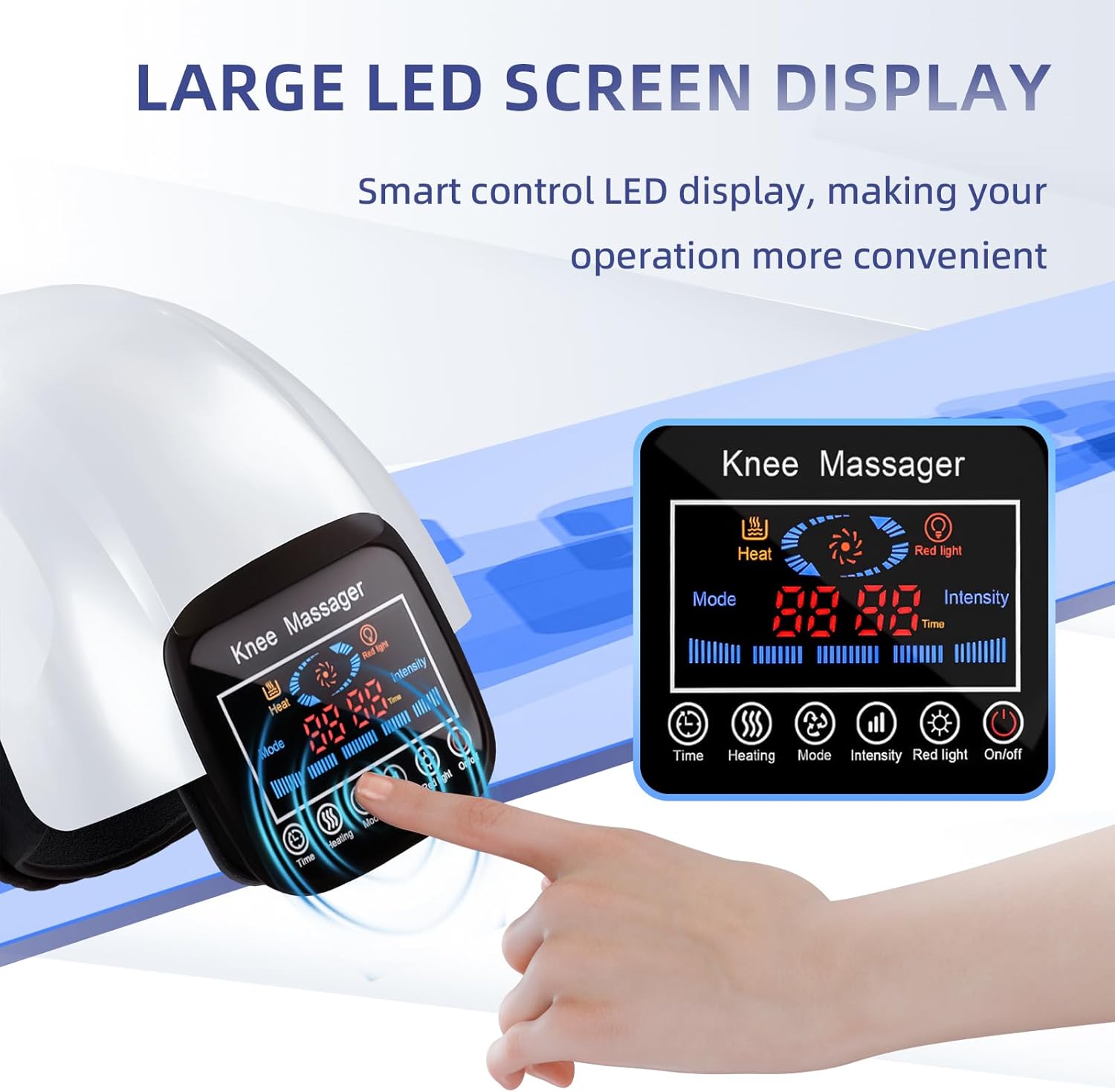 ORANGLES Knee Massager Electric Heated Knee Pads for Therapy, Pain Relief, and Joint Support - full product showcase - displaying specifications - Image 5 of 6 | adapts to any space | Knee Massager Electric Heated Knee Pads for Therapy, Pain Relief, and Joint Support deal New Jersey | Free Shipping ORANGLES