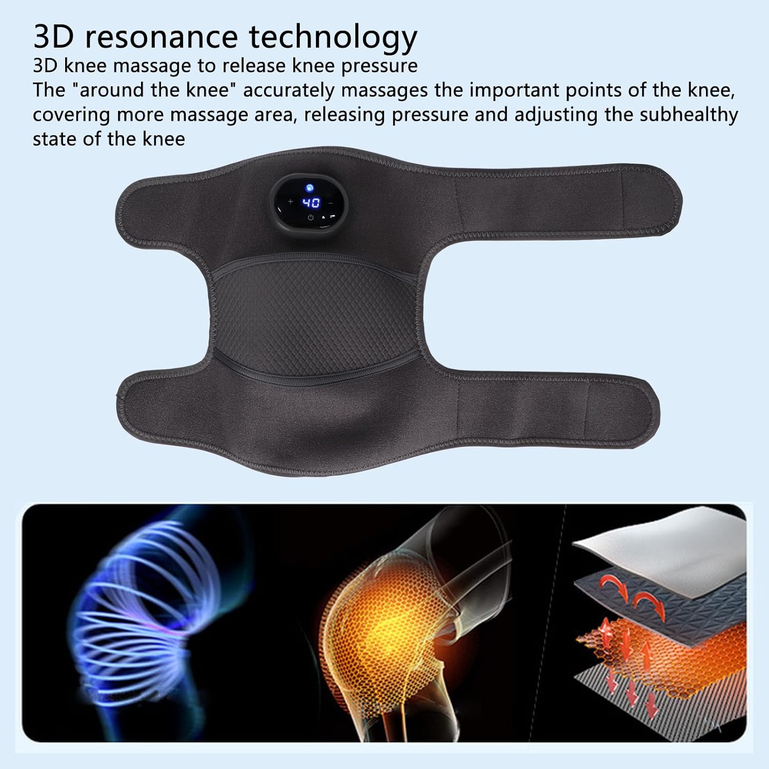 ORANGLES Best Knee Massager Household Electric Heating Knee Pads for Warm Therapy, Pain Relief, and Comfort - full product showcase - displaying specifications - Image 5 of 6 | adapts to any space | Best Knee Massager Household Electric Heating Knee Pads for Warm Therapy, Pain Relief, and Comfort deal New Jersey | Free Shipping ORANGLES