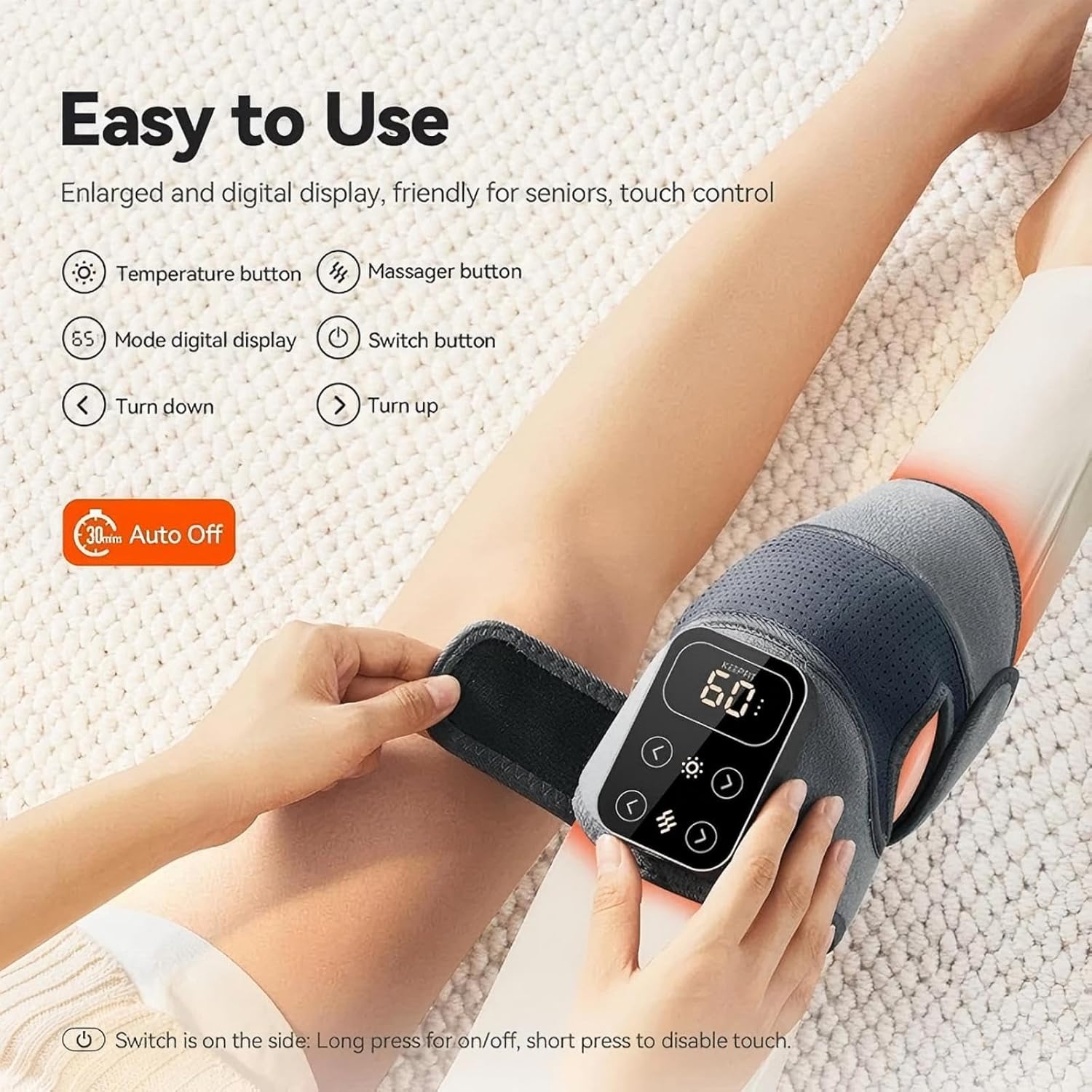 ORANGLES Pain Relief Massager Smart Rechargeable Knee Pad with Bandage Design for Comfort and Recovery - elegant presentation - exhibiting components - Image 6 of 6 | ideal for home | Discount on Pain Relief Massager Smart Rechargeable Knee Pad with Bandage Design for Comfort and Recovery Virginia | Free Shipping ORANGLES