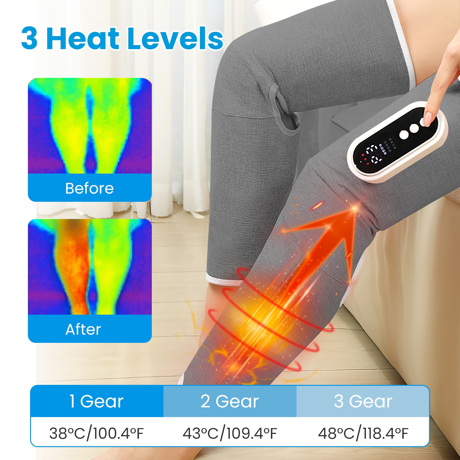 ORANGLES Air Compression Leg Massager Cordless Heat Therapy for Thigh, Knee, and Calf Pain Relief - high resolution display - exposing craftsmanship - Image 2 of 5 | built for everyone | Air Compression Leg Massager Cordless Heat Therapy for Thigh, Knee, and Calf Pain Relief for sale Georgia | Free Shipping ORANGLES