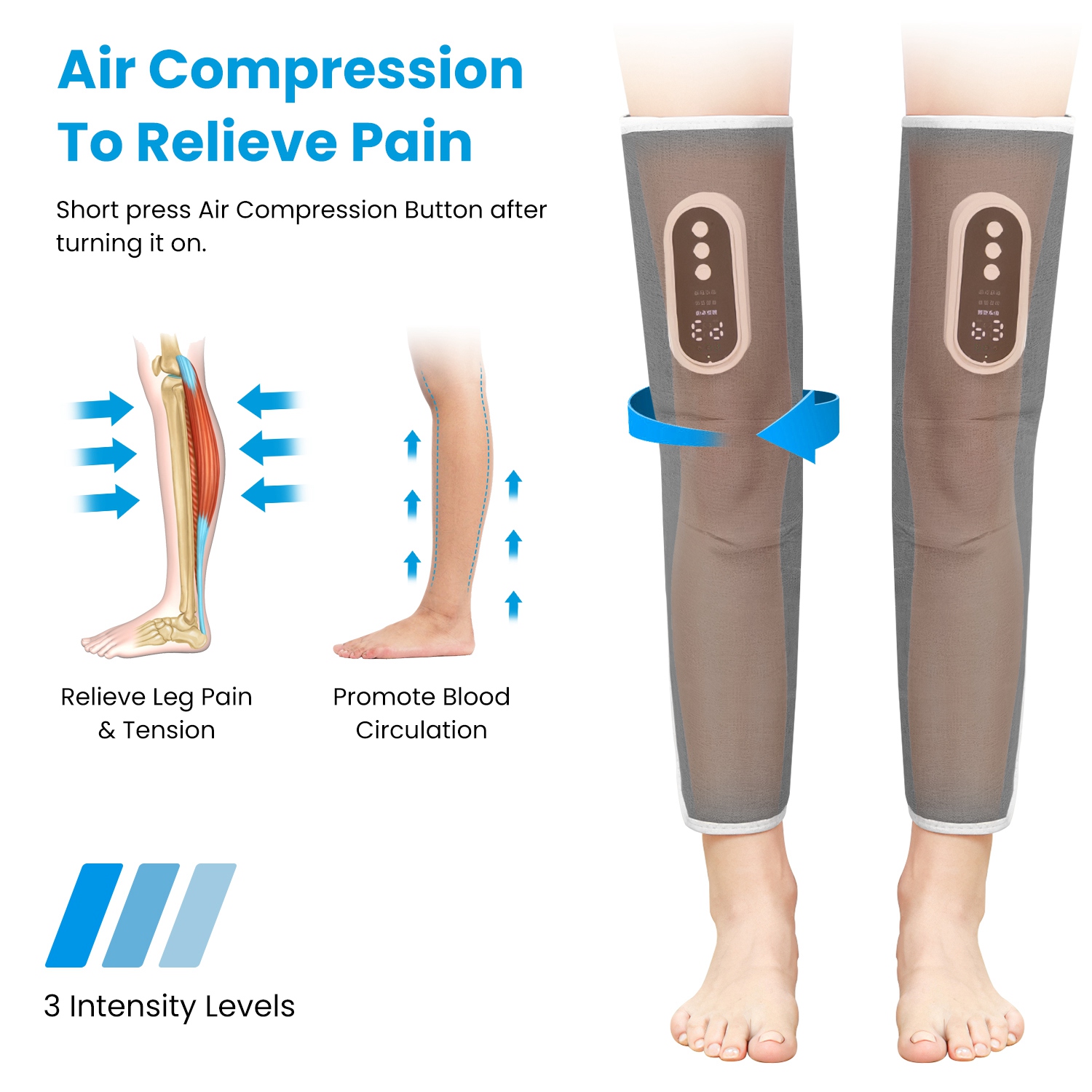 ORANGLES Air Compression Leg Massager Cordless Heat Therapy for Thigh, Knee, and Calf Pain Relief - angled perspective - presenting advantages - Image 4 of 5 | fits any environment | Purchase Air Compression Leg Massager Cordless Heat Therapy for Thigh, Knee, and Calf Pain Relief Michigan | Free Shipping ORANGLES