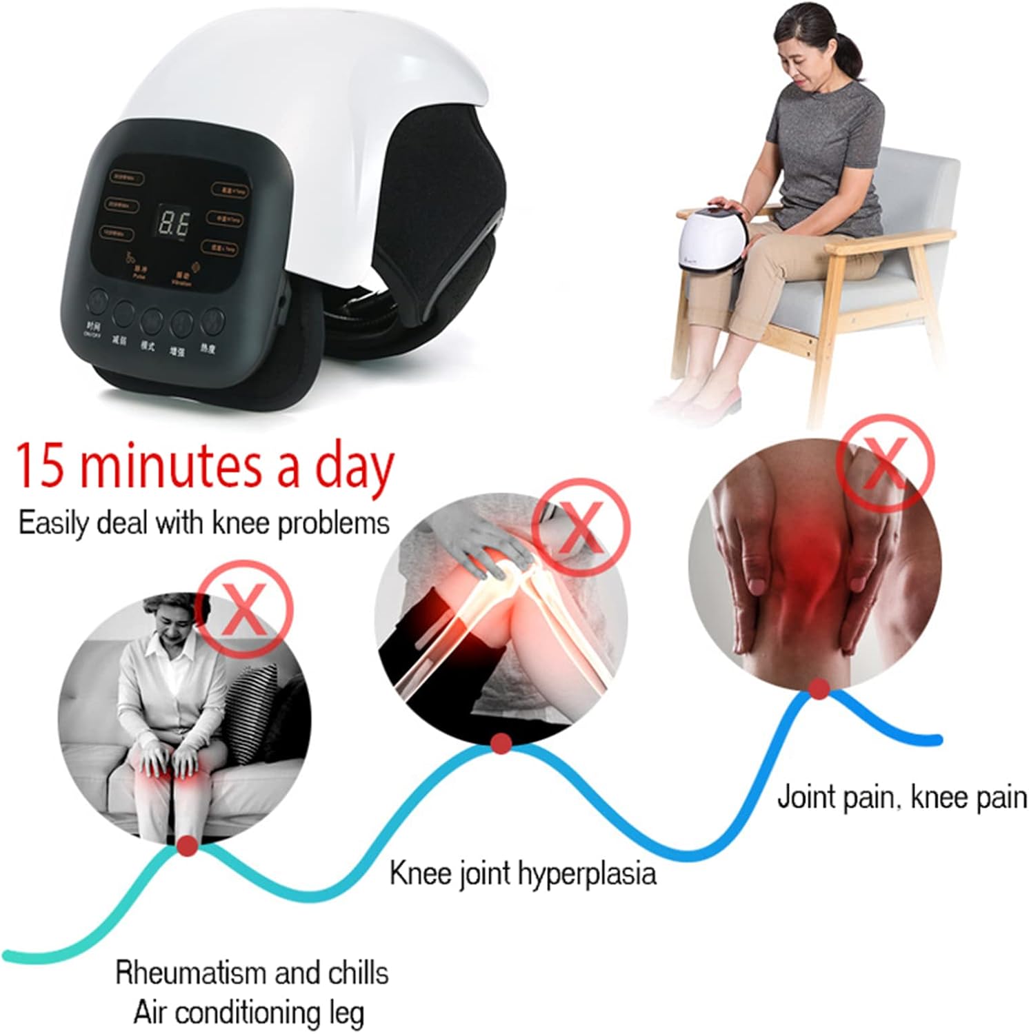 ORANGLES Portable Knee Massager Smart Rechargeable Instrument and Support Pad for Pain Relief - angled perspective - presenting advantages - Image 4 of 6 | fits any environment | Purchase Portable Knee Massager Smart Rechargeable Instrument and Support Pad for Pain Relief Michigan | Free Shipping ORANGLES