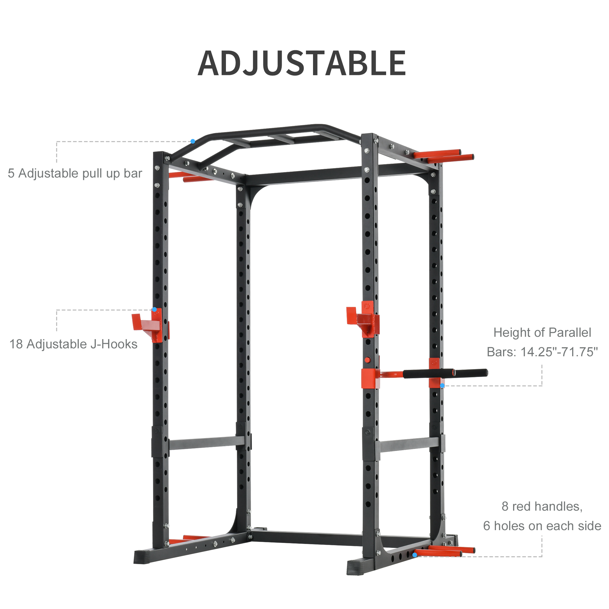 ORANGLES Adjustable Power Tower – Dip Station, Pull Up Bar & Squat Rack for Home Strength Training - angled perspective - presenting advantages - Image 4 of 5 | fits any environment | Purchase Adjustable Power Tower – Dip Station, Pull Up Bar & Squat Rack for Home Strength Training Michigan | Free Shipping ORANGLES