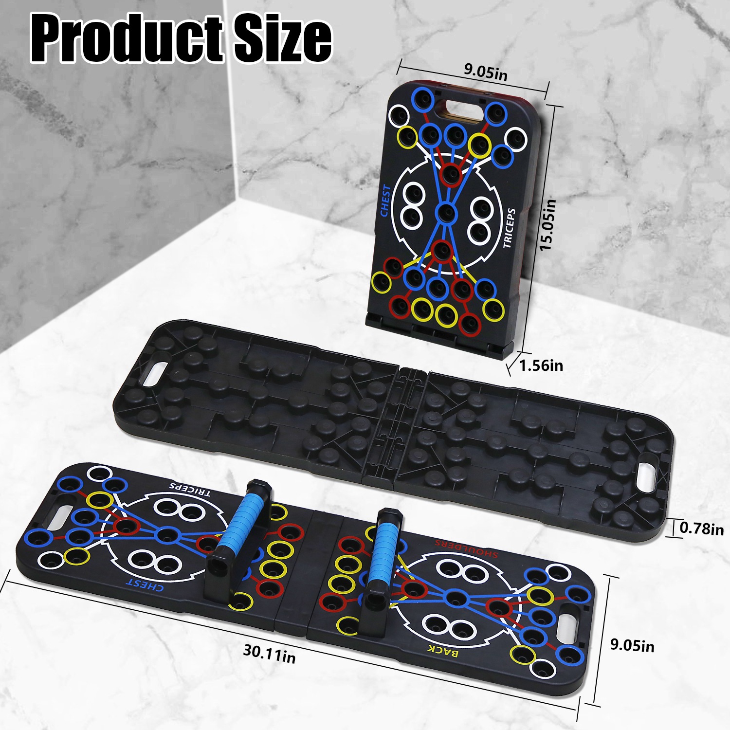 ORANGLES Foldable Push Up Board 15‑in‑1 Multifunctional Home Gym Strength Training Kit - angled perspective - presenting advantages - Image 4 of 5 | fits any environment | Purchase Foldable Push Up Board 15‑in‑1 Multifunctional Home Gym Strength Training Kit Michigan | Free Shipping ORANGLES