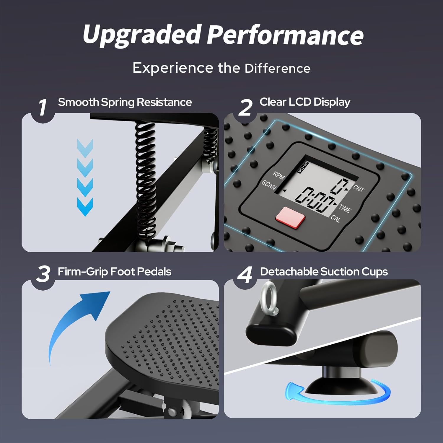 ORANGLES Ski Machines Fitness Sliding Indoor Ski Simulator with Resistance Bands - detailed closeup view - illustrating benefits - Image 3 of 6 | created for all | Shop Ski Machines Fitness Sliding Indoor Ski Simulator with Resistance Bands North Carolina | Free Shipping ORANGLES