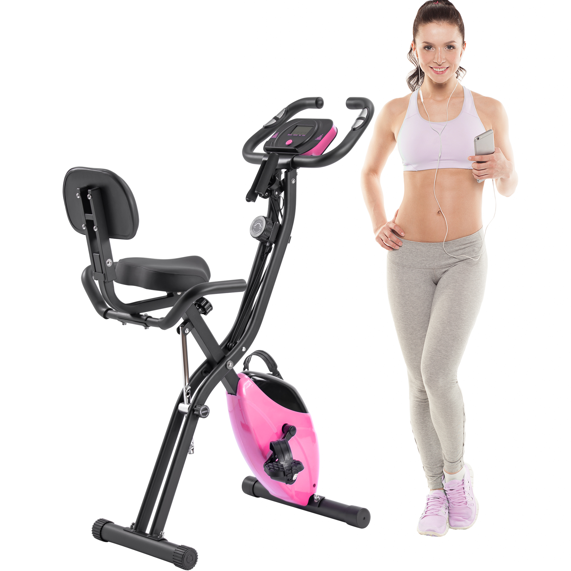 Best Recumbent Exercise Bike Folding Upright X‑Bike with 16 Resistance Levels and Backrest