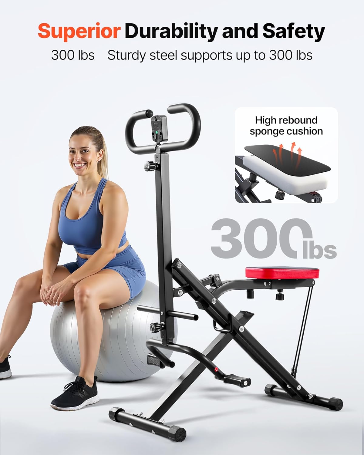 ORANGLES Squat Machine Deep Rowing Foldable Glute and Leg Trainer with Resistance Bands - detailed closeup view - illustrating benefits - Image 3 of 6 | created for all | Shop Squat Machine Deep Rowing Foldable Glute and Leg Trainer with Resistance Bands North Carolina | Free Shipping ORANGLES