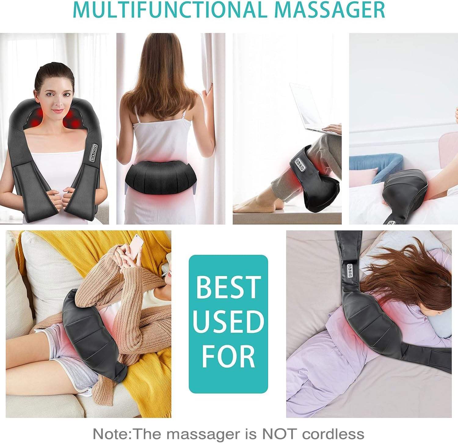 ORANGLES Shiatsu Back Massager Pillow – Heated Deep Tissue Neck & Shoulder Relief - full product showcase - displaying specifications - Image 5 of 6 | adapts to any space | Shiatsu Back Massager Pillow – Heated Deep Tissue Neck & Shoulder Relief deal New Jersey | Free Shipping ORANGLES