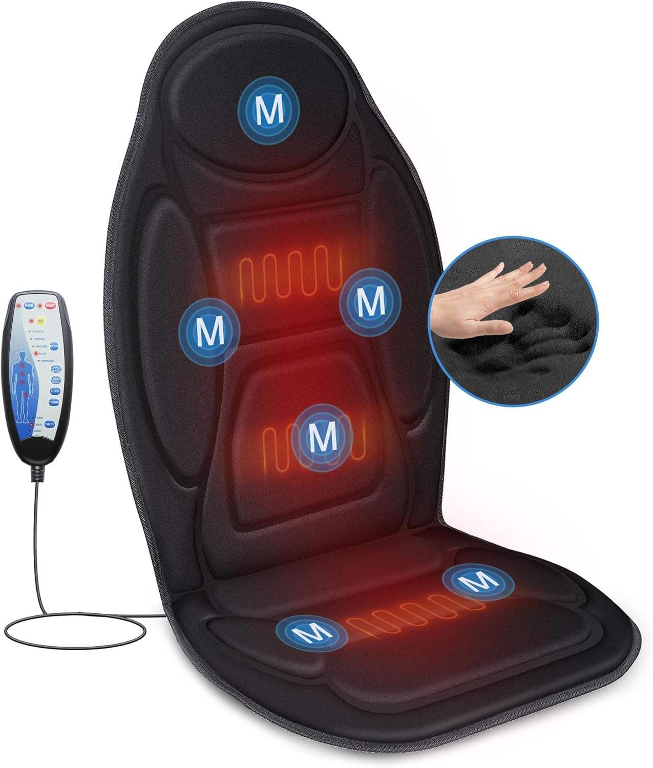 Best Back Massager Phenitech Heated Vibration Cushion with 5 Motors and 5 Modes