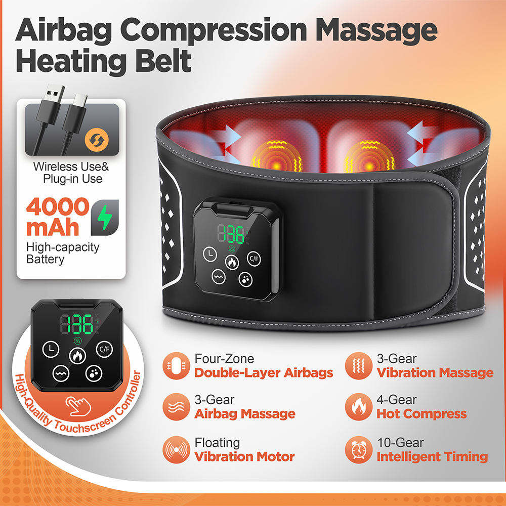 ORANGLES Back Massager Eveekon Heated Vibration Brace Lumbar Traction Waist Support - high resolution display - exposing craftsmanship - Image 2 of 5 | built for everyone | Back Massager Eveekon Heated Vibration Brace Lumbar Traction Waist Support for sale Georgia | Free Shipping ORANGLES