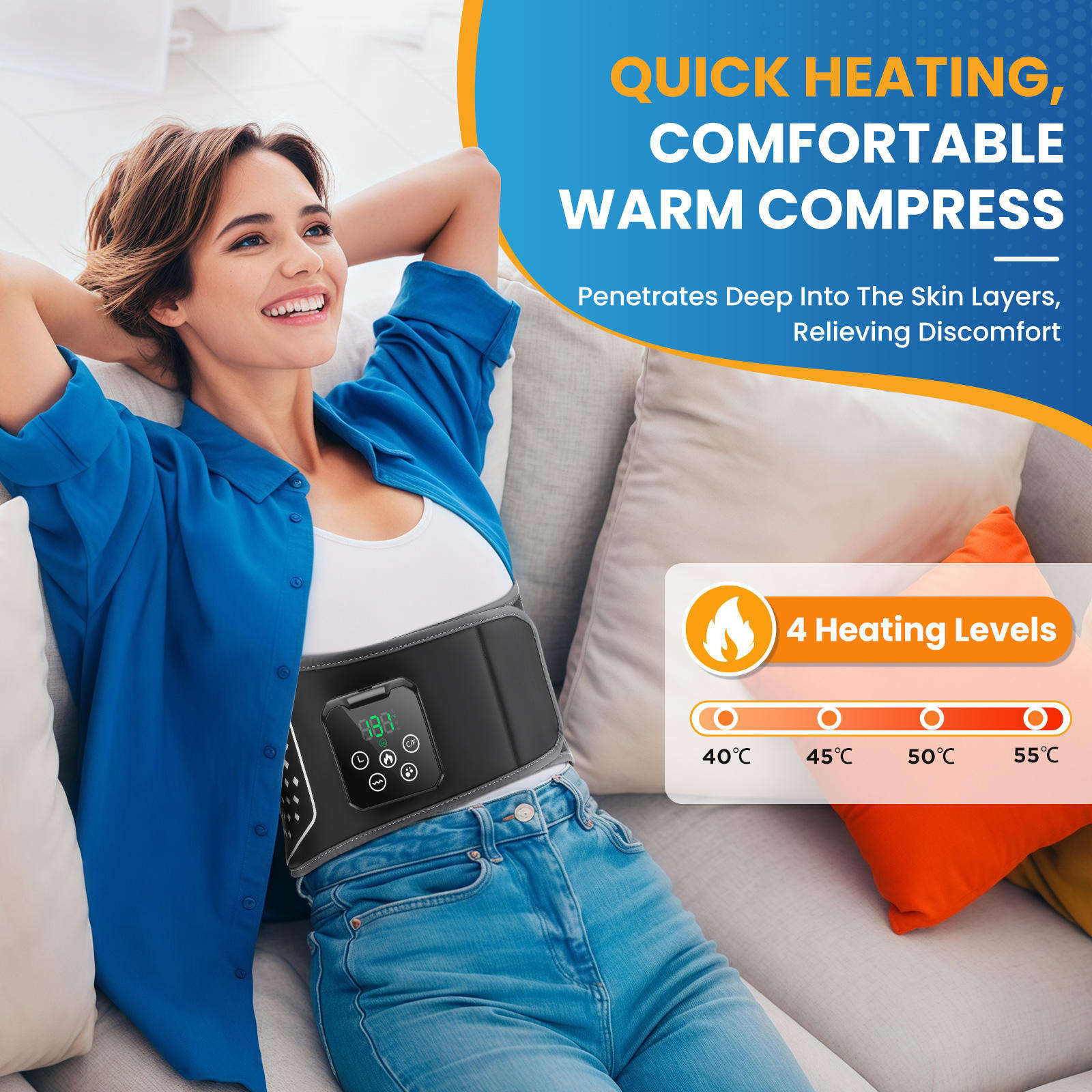 ORANGLES Back Massager Eveekon Heated Vibration Brace Lumbar Traction Waist Support - full product showcase - displaying specifications - Image 5 of 5 | adapts to any space | Back Massager Eveekon Heated Vibration Brace Lumbar Traction Waist Support deal New Jersey | Free Shipping ORANGLES