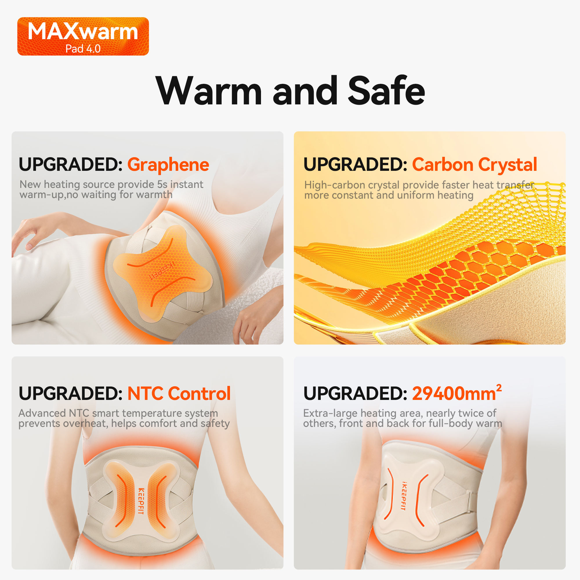 ORANGLES Lumbar Back Support Belt Eveekon 2025 Smart Graphene Heated Waist Massager - angled perspective - presenting advantages - Image 4 of 6 | fits any environment | Purchase Lumbar Back Support Belt Eveekon 2025 Smart Graphene Heated Waist Massager Michigan | Free Shipping ORANGLES