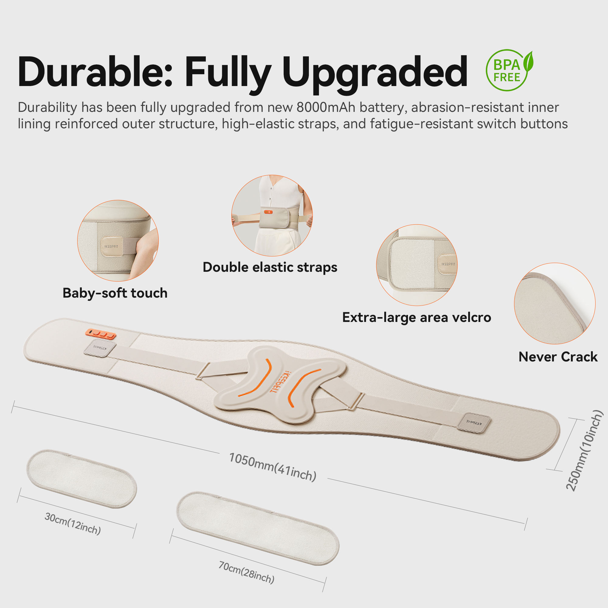 ORANGLES Lumbar Back Support Belt Eveekon 2025 Smart Graphene Heated Waist Massager - full product showcase - displaying specifications - Image 5 of 6 | adapts to any space | Lumbar Back Support Belt Eveekon 2025 Smart Graphene Heated Waist Massager deal New Jersey | Free Shipping ORANGLES