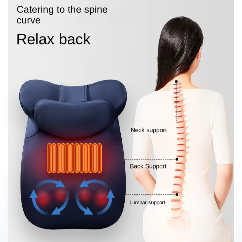 ORANGLES Neck Massage Pillow Heat Shiatsu Electric Cushion for Neck Back Waist and Belly Relief - detailed closeup view - illustrating benefits - Image 3 of 5 | created for all | Shop Neck Massage Pillow Heat Shiatsu Electric Cushion for Neck Back Waist and Belly Relief North Carolina | Free Shipping ORANGLES