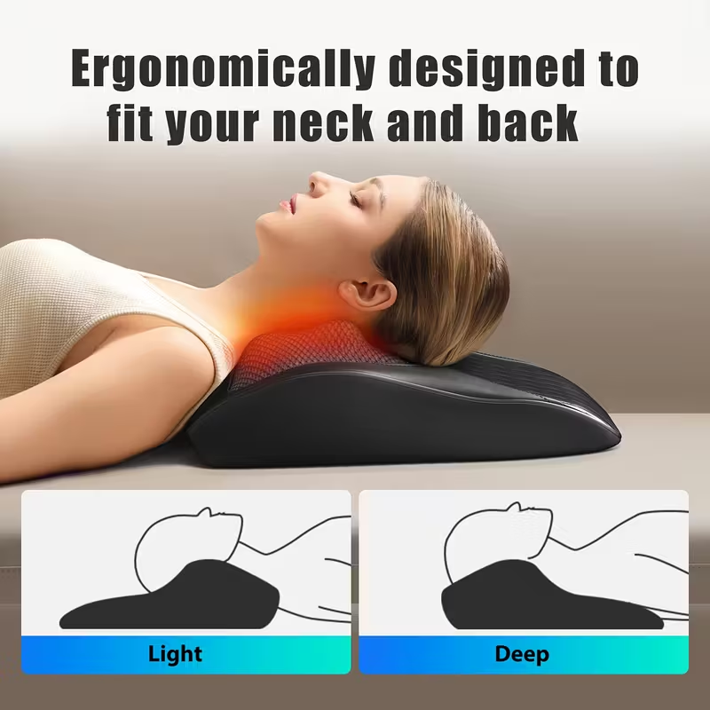 ORANGLES Neck Massage Pillow Smart Electric Cushion for Neck and Back Relief - detailed closeup view - illustrating benefits - Image 3 of 6 | created for all | Shop Neck Massage Pillow Smart Electric Cushion for Neck and Back Relief North Carolina | Free Shipping ORANGLES