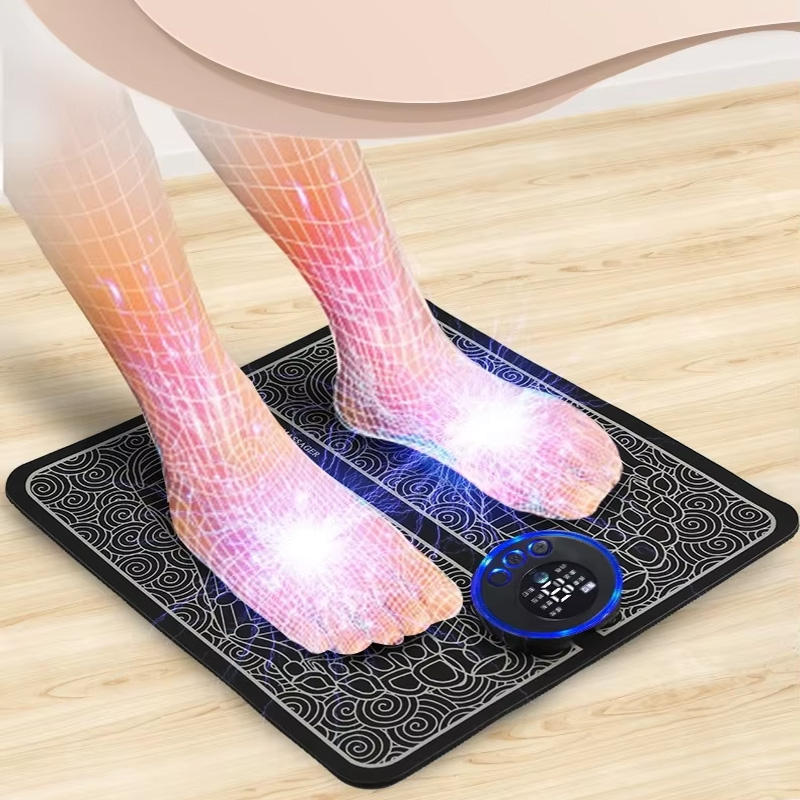 ORANGLES Foot and Calf Massager Phenitech EMS Shiatsu TENS Scrubber Mat Device for Pain Relief and Circulation - detailed closeup view - illustrating benefits - Image 3 of 3 | created for all | Shop Foot and Calf Massager Phenitech EMS Shiatsu TENS Scrubber Mat Device for Pain Relief and Circulation North Carolina | Free Shipping ORANGLES