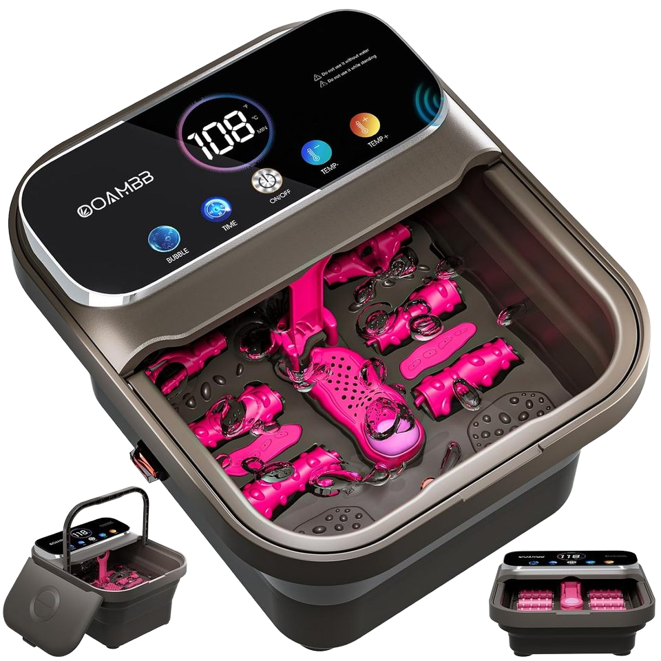 Foot Spa Massager Collapsible Bubble Heat Touch Screen with 6 Rollers for Relaxation