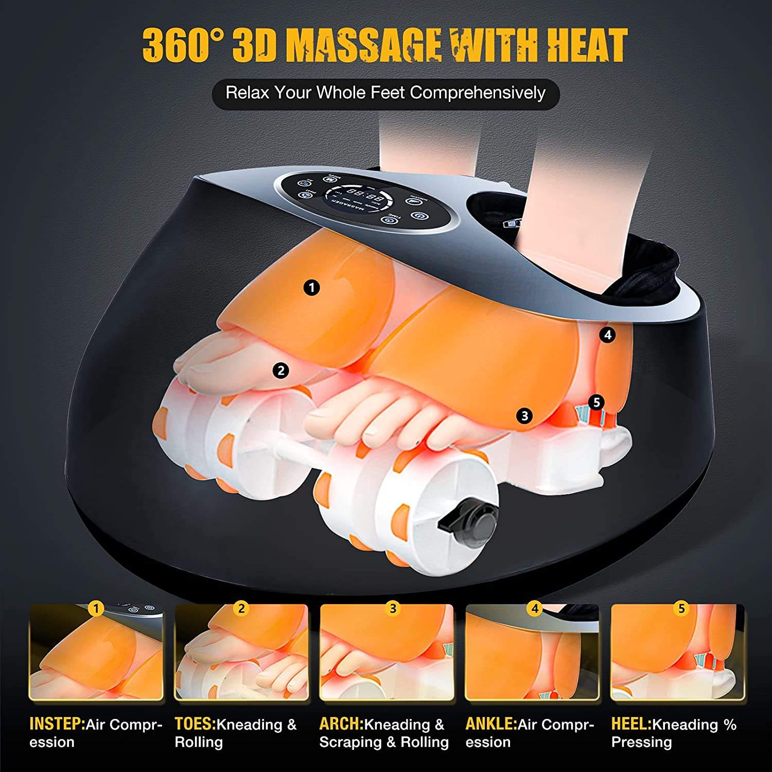 ORANGLES Shiatsu Foot Massager Air Compression with Adjustable Modes for Pain Relief and Circulation - high resolution display - exposing craftsmanship - Image 2 of 6 | built for everyone | Shiatsu Foot Massager Air Compression with Adjustable Modes for Pain Relief and Circulation for sale Georgia | Free Shipping ORANGLES