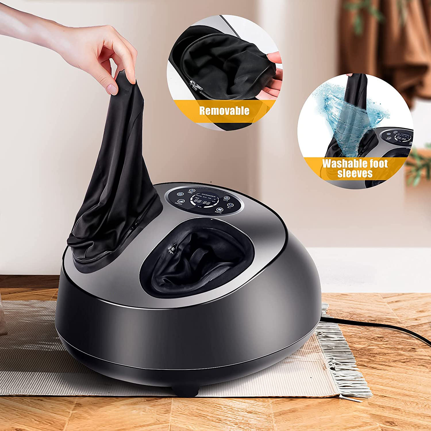 ORANGLES Shiatsu Foot Massager Air Compression with Adjustable Modes for Pain Relief and Circulation - full product showcase - displaying specifications - Image 5 of 6 | adapts to any space | Shiatsu Foot Massager Air Compression with Adjustable Modes for Pain Relief and Circulation deal New Jersey | Free Shipping ORANGLES