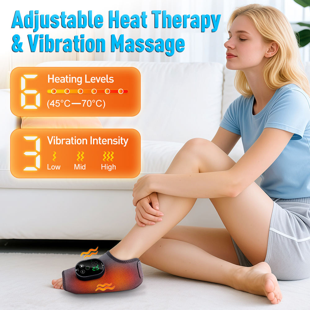 ORANGLES Belt Massager USB Rechargeable Dual Motor Heat and Vibration for Ankle Calf and Arm Relief - detailed closeup view - illustrating benefits - Image 3 of 5 | created for all | Shop Belt Massager USB Rechargeable Dual Motor Heat and Vibration for Ankle Calf and Arm Relief North Carolina | Free Shipping ORANGLES