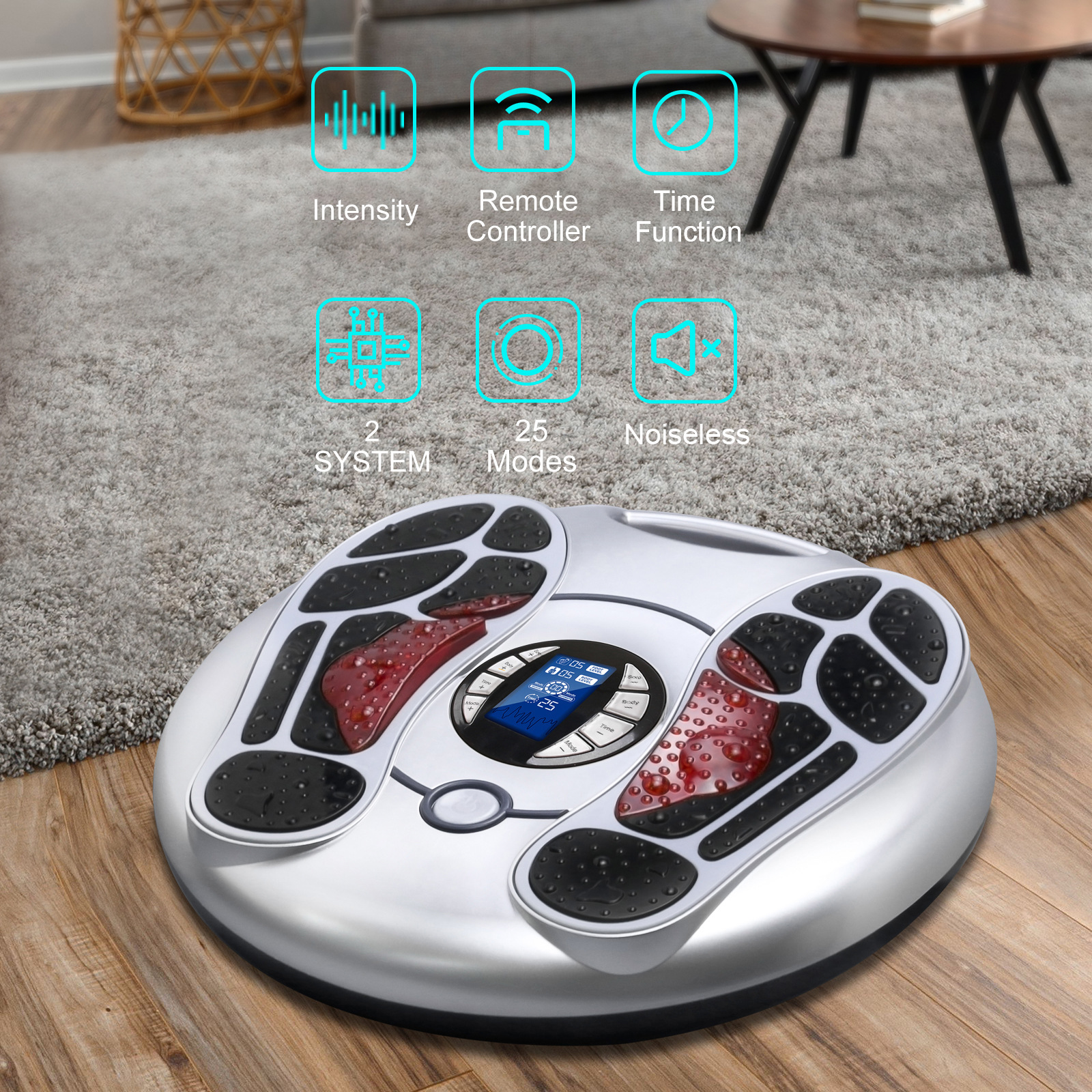 ORANGLES Foot Massager Machine OSTO AST‑300J TENS Therapy for Knee Pain and Diabetic Relief - detailed closeup view - illustrating benefits - Image 3 of 5 | created for all | Shop Foot Massager Machine OSTO AST‑300J TENS Therapy for Knee Pain and Diabetic Relief North Carolina | Free Shipping ORANGLES