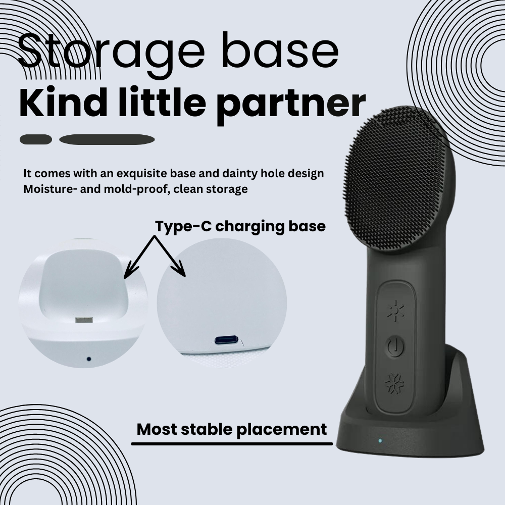 ORANGLES Silicone Sonic Facial Brush – Waterproof Electric Pore Cleaner - full product showcase - displaying specifications - Image 5 of 6 | adapts to any space | Silicone Sonic Facial Brush – Waterproof Electric Pore Cleaner deal New Jersey | Free Shipping ORANGLES