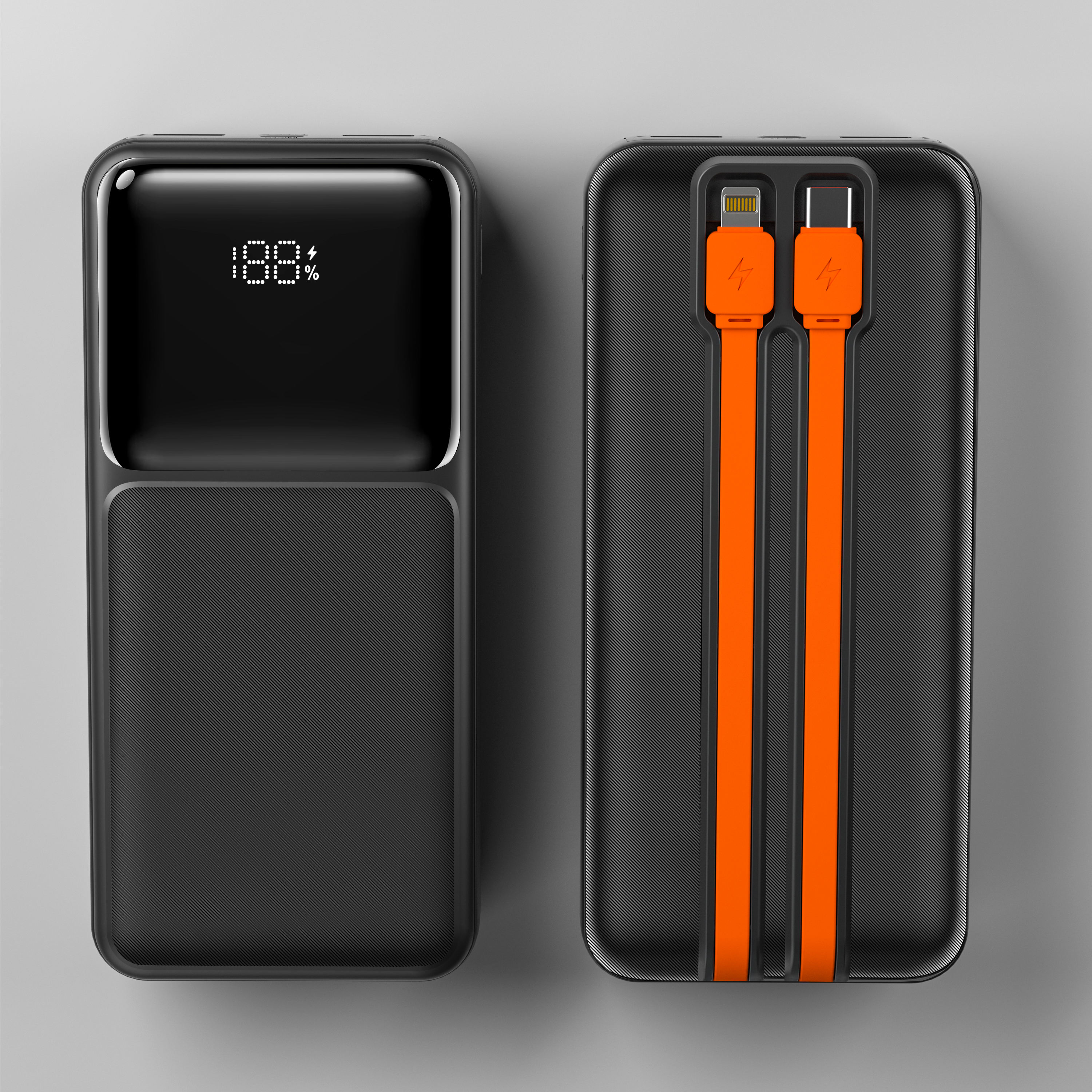 Portable Power Bank – 20000mAh Fast Charging with Built‑in Cables
