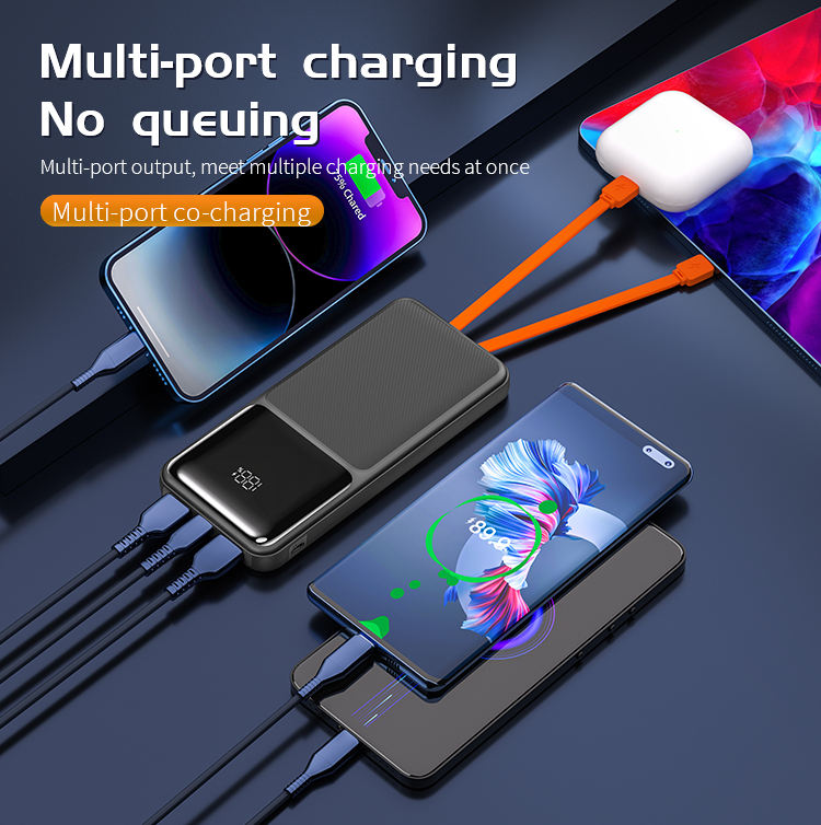 ORANGLES Portable Power Bank – 20000mAh Fast Charging with Built‑in Cables - angled perspective - presenting advantages - Image 4 of 5 | fits any environment | Purchase Portable Power Bank – 20000mAh Fast Charging with Built‑in Cables Michigan | Free Shipping ORANGLES