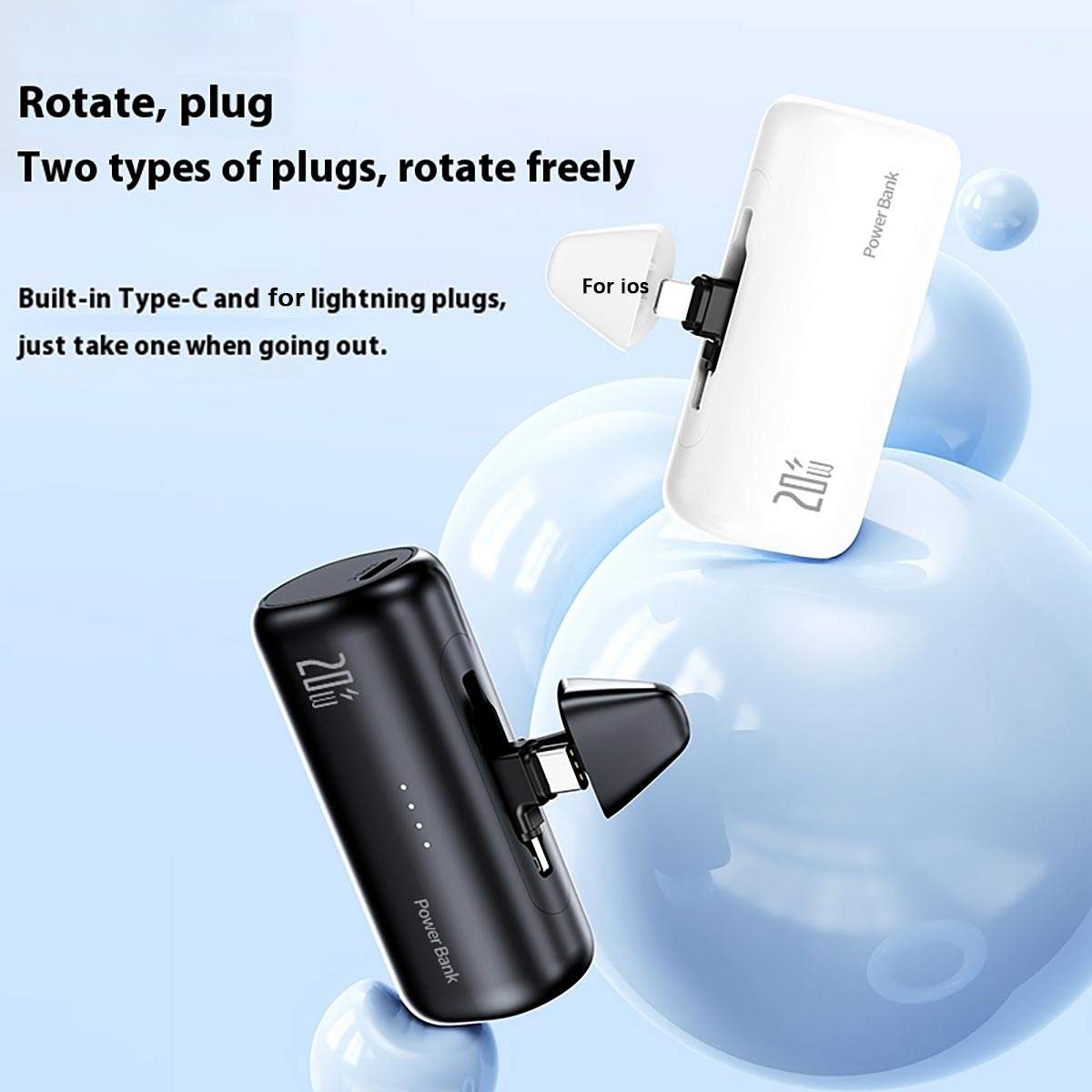 ORANGLES Mini Capsule Power Bank – 20000mAh Fast Charger with Built‑in Plugs - high resolution display - exposing craftsmanship - Image 2 of 4 | built for everyone | Mini Capsule Power Bank – 20000mAh Fast Charger with Built‑in Plugs for sale Georgia | Free Shipping ORANGLES