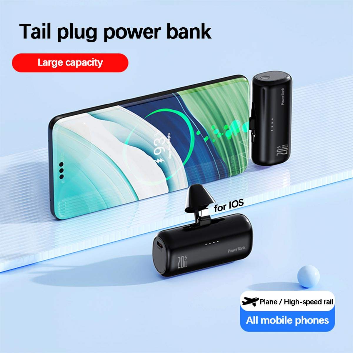 ORANGLES Mini Capsule Power Bank – 20000mAh Fast Charger with Built‑in Plugs - angled perspective - presenting advantages - Image 4 of 4 | fits any environment | Purchase Mini Capsule Power Bank – 20000mAh Fast Charger with Built‑in Plugs Michigan | Free Shipping ORANGLES