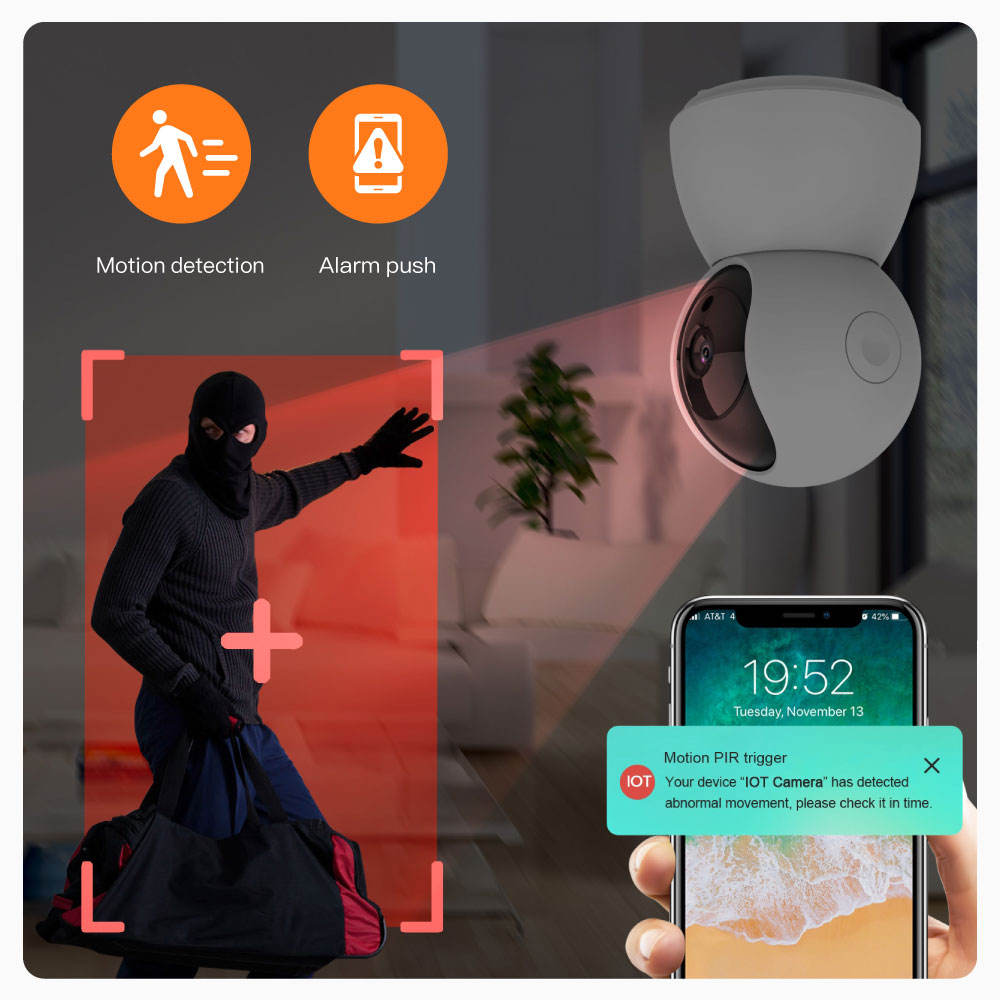 ORANGLES SmartLife 4MP IoT WiFi Security Alarm Camera – 2‑in‑1 Set with Night Vision - full product showcase - displaying specifications - Image 5 of 6 | adapts to any space | SmartLife 4MP IoT WiFi Security Alarm Camera – 2‑in‑1 Set with Night Vision deal New Jersey | Free Shipping ORANGLES