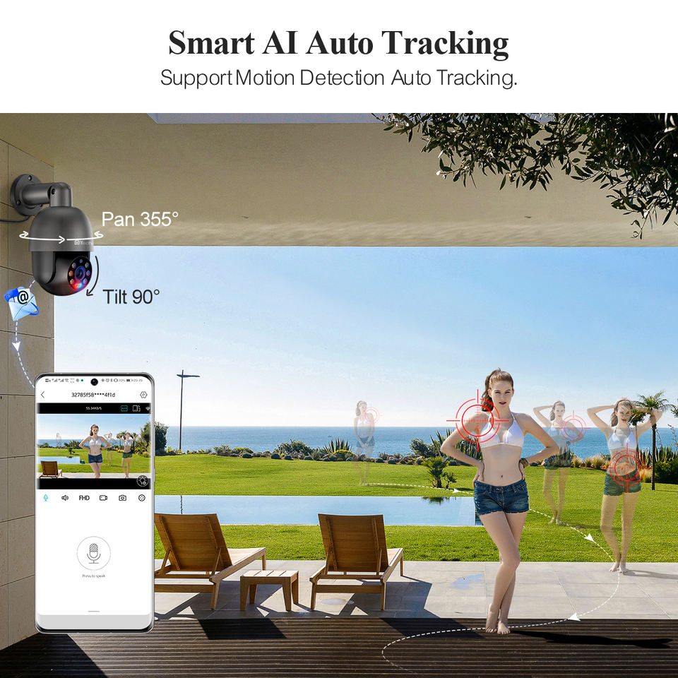 ORANGLES Techage 5MP Outdoor PTZ Security Camera – Full Color Night Vision with 1 Year Warranty - high resolution display - exposing craftsmanship - Image 2 of 6 | built for everyone | Techage 5MP Outdoor PTZ Security Camera – Full Color Night Vision with 1 Year Warranty for sale Georgia | Free Shipping ORANGLES