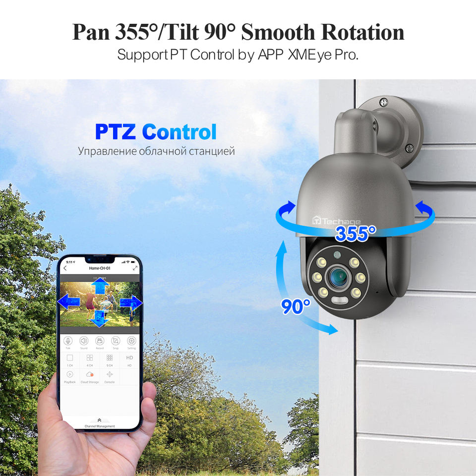 ORANGLES Techage 5MP Outdoor PTZ Security Camera – Full Color Night Vision with 1 Year Warranty - angled perspective - presenting advantages - Image 4 of 6 | fits any environment | Purchase Techage 5MP Outdoor PTZ Security Camera – Full Color Night Vision with 1 Year Warranty Michigan | Free Shipping ORANGLES