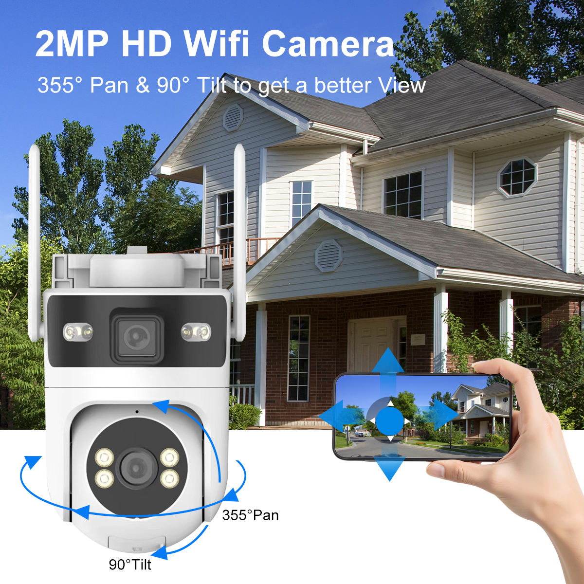 ORANGLES 2MP WiFi Dual Lens PTZ Security Camera – Outdoor CCTV with Human Detection & Two‑Way Audio - high resolution display - exposing craftsmanship - Image 2 of 5 | built for everyone | 2MP WiFi Dual Lens PTZ Security Camera – Outdoor CCTV with Human Detection & Two‑Way Audio for sale Georgia | Free Shipping ORANGLES