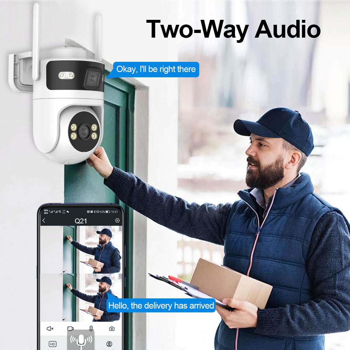 ORANGLES 2MP WiFi Dual Lens PTZ Security Camera – Outdoor CCTV with Human Detection & Two‑Way Audio - angled perspective - presenting advantages - Image 4 of 5 | fits any environment | Purchase 2MP WiFi Dual Lens PTZ Security Camera – Outdoor CCTV with Human Detection & Two‑Way Audio Michigan | Free Shipping ORANGLES