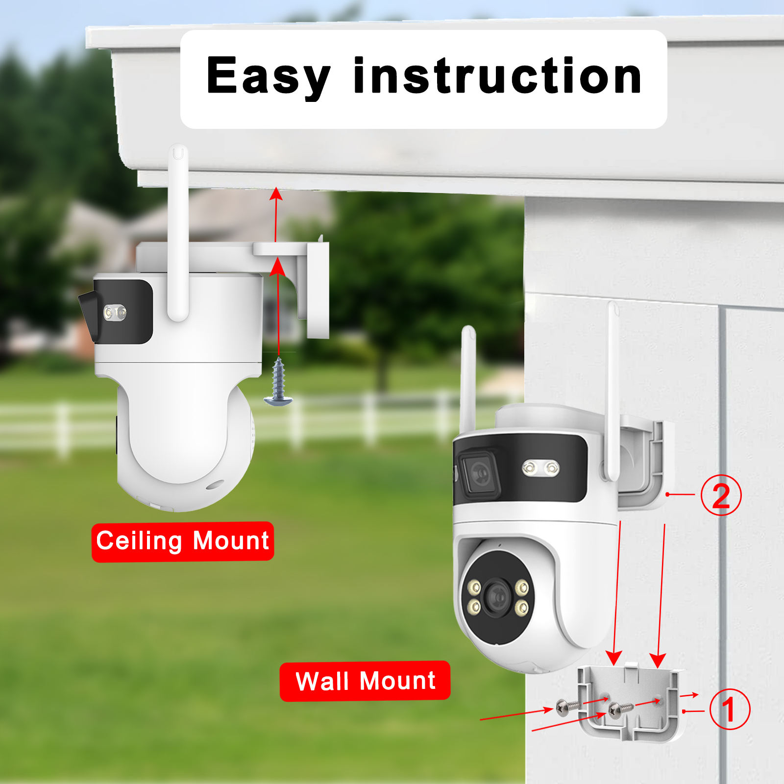 ORANGLES 2MP WiFi Dual Lens PTZ Security Camera – Outdoor CCTV with Human Detection & Two‑Way Audio - full product showcase - displaying specifications - Image 5 of 5 | adapts to any space | 2MP WiFi Dual Lens PTZ Security Camera – Outdoor CCTV with Human Detection & Two‑Way Audio deal New Jersey | Free Shipping ORANGLES