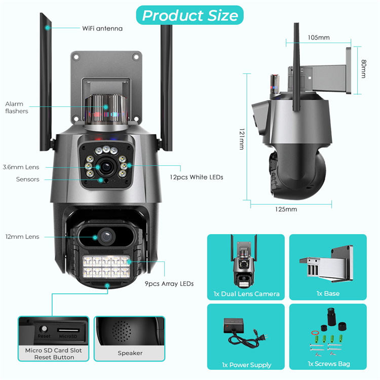 ORANGLES 6MP Dual Lens WiFi PTZ Security Camera – Human Detection & Two‑Way Audio - detailed closeup view - illustrating benefits - Image 3 of 5 | created for all | Shop 6MP Dual Lens WiFi PTZ Security Camera – Human Detection & Two‑Way Audio North Carolina | Free Shipping ORANGLES