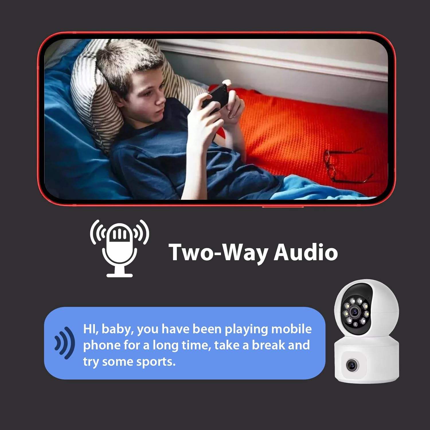 ORANGLES 4MP Dual Lens WiFi Indoor PTZ Camera – Smart Home CCTV with Two‑Way Audio & Auto Tracking - full product showcase - displaying specifications - Image 5 of 6 | adapts to any space | 4MP Dual Lens WiFi Indoor PTZ Camera – Smart Home CCTV with Two‑Way Audio & Auto Tracking deal New Jersey | Free Shipping ORANGLES