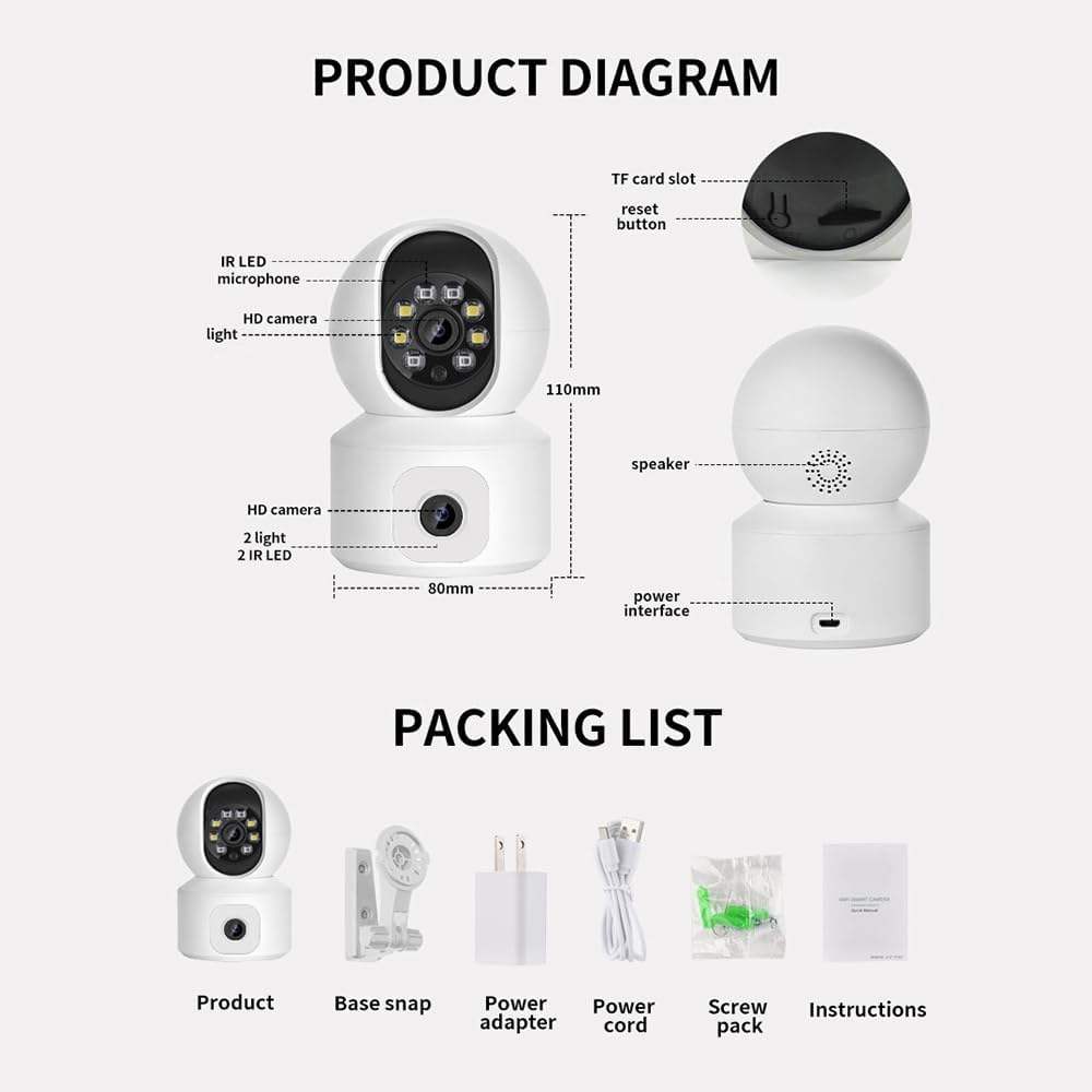 ORANGLES 4MP Dual Lens WiFi Indoor PTZ Camera – Smart Home CCTV with Two‑Way Audio & Auto Tracking - elegant presentation - exhibiting components - Image 6 of 6 | ideal for home | Discount on 4MP Dual Lens WiFi Indoor PTZ Camera – Smart Home CCTV with Two‑Way Audio & Auto Tracking Virginia | Free Shipping ORANGLES